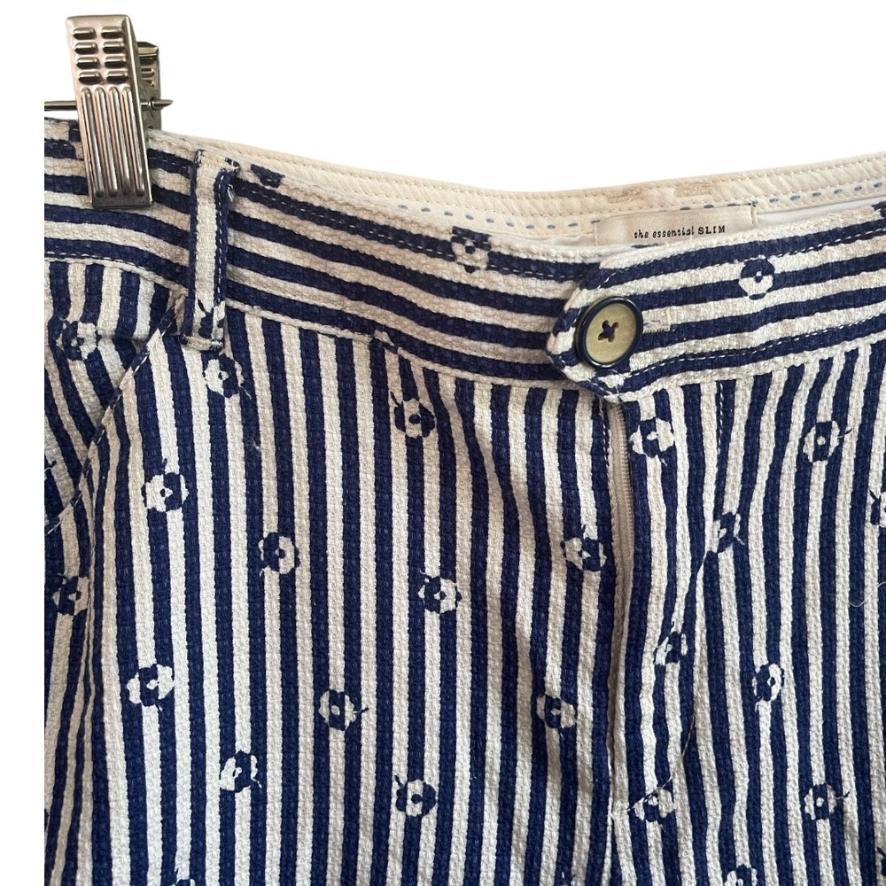 Anthropologie Hei Hei Blue White Striped The Essential Slim Trousers Bohemian 6 - Picture 5 of 13